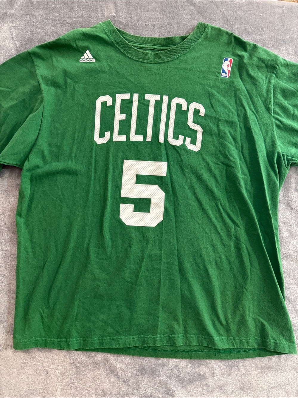 adidas Celtics Green Tee with White '5' and Chest Logo